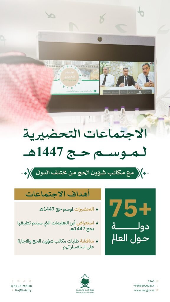 استعدادا لموسم حج 1447هـ اجتماعات تحضيرية بين وزارة الحج والعمرة وممثلي مكاتب شؤون الحج